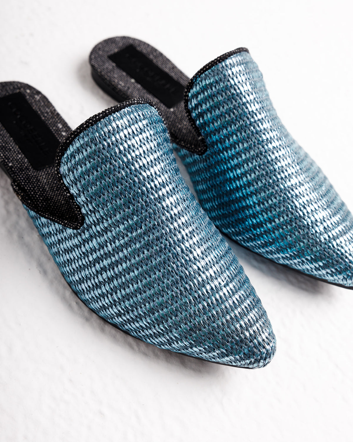 Donna Mules in Metallic Blue