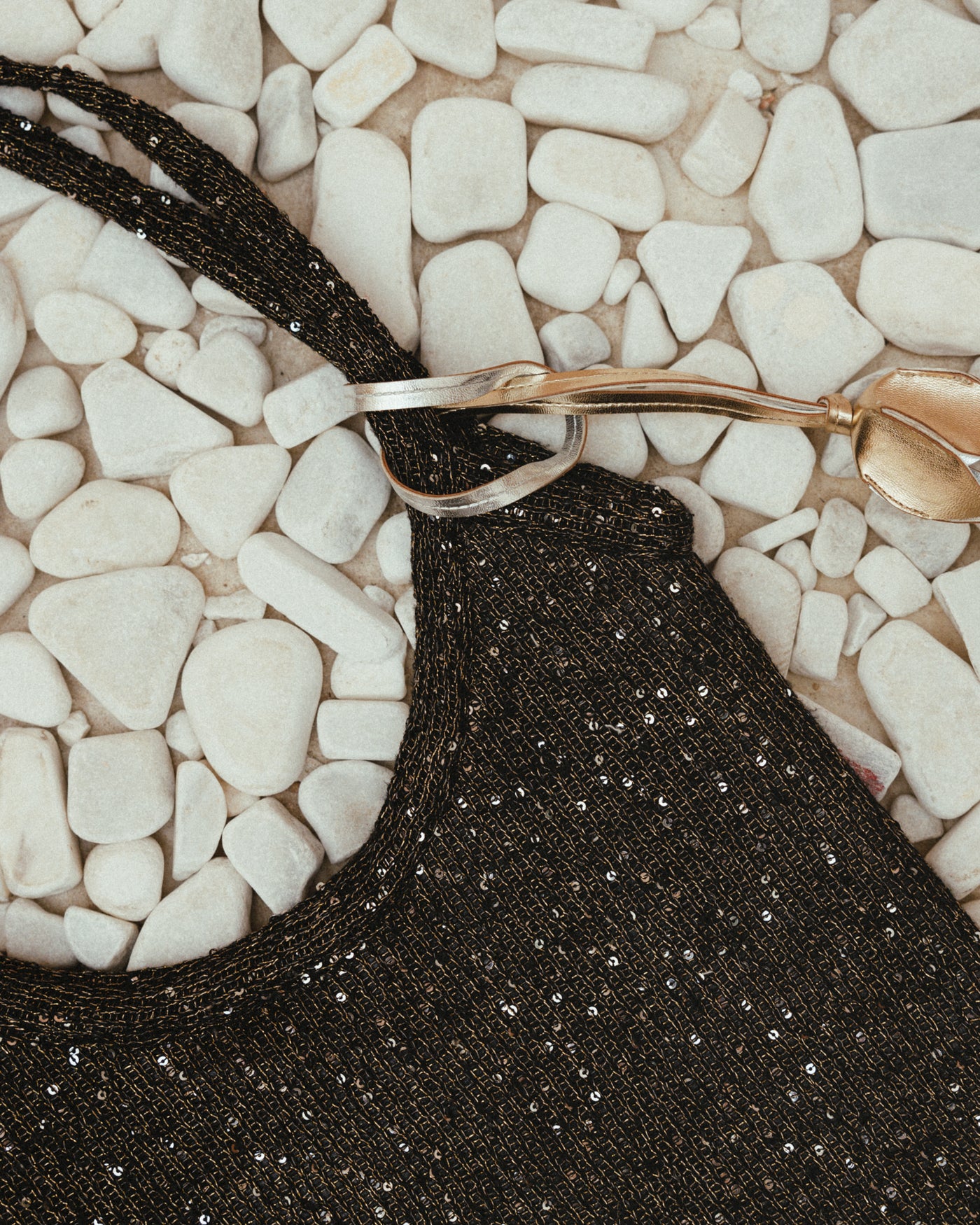 The Ivy tote bag in sequin-embleshed mesh in Black