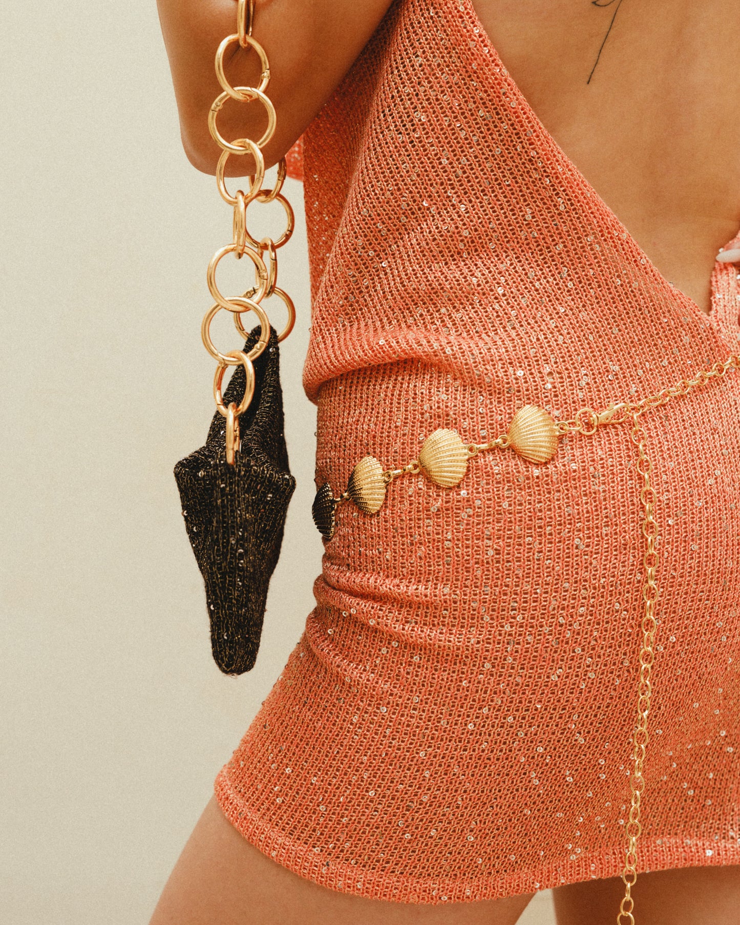 The 1969 Micro-Bag in Sequin-Mesh in Black