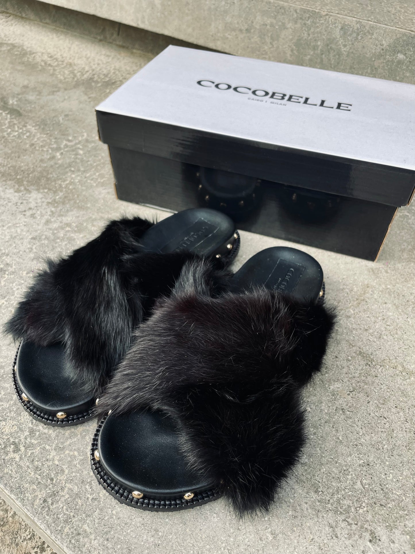 Nina 100% Rabbit fur in Black