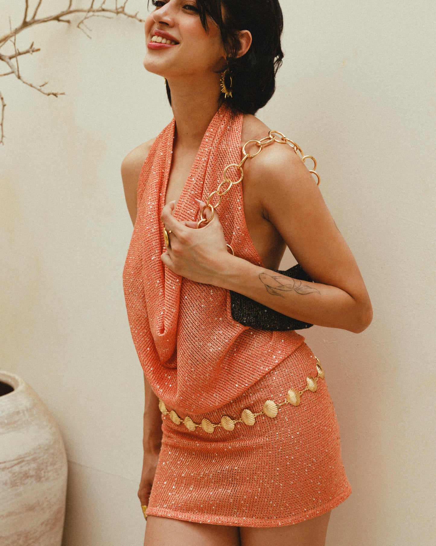 The 1969 Micro-Bag in Sequin-Mesh in Black