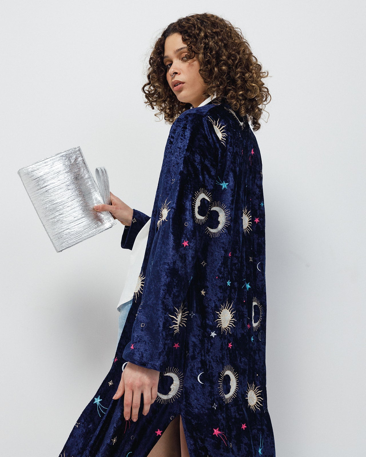 “Cosmic Love” (Sun & Moon) in Navy Velvet Kaftan ** LAST PIECE**