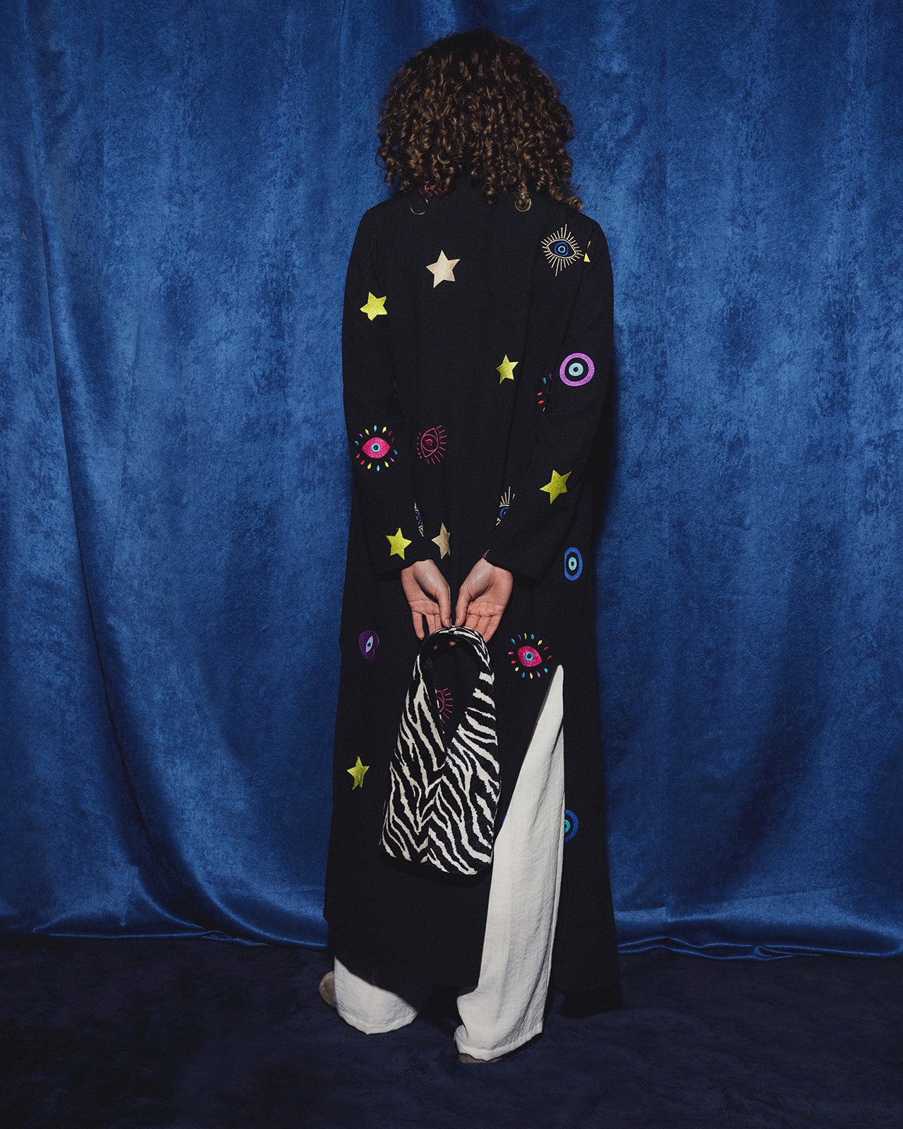 “All-Eyes-On-You” Kaftan in Black Velvet