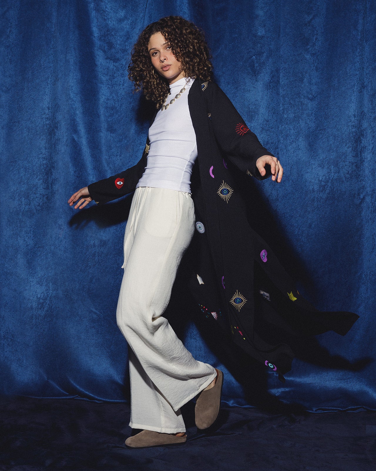 “All-Eyes-On-You” Kaftan in Black Velvet
