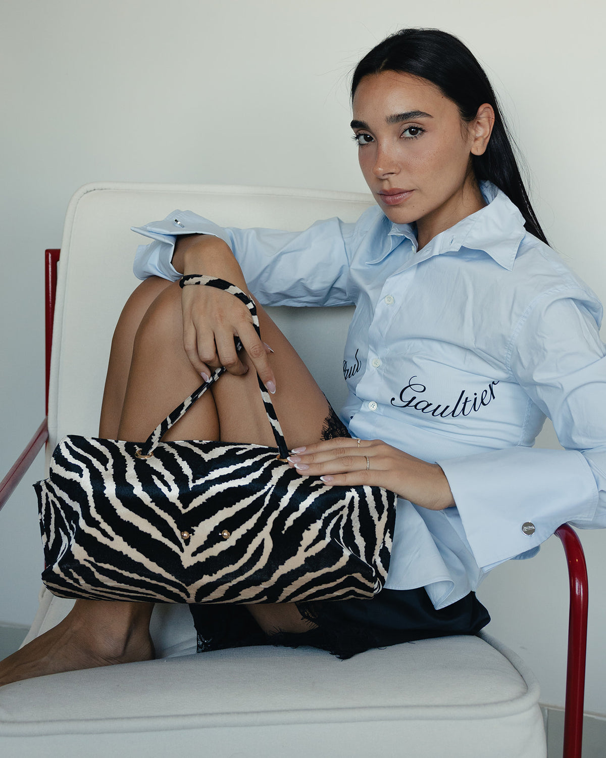 “Le Spec” Shoulder Bag in Wild Zebra