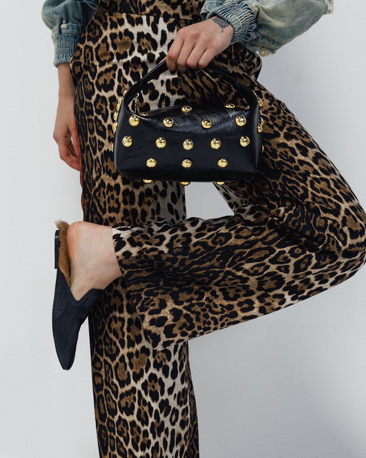 Tracy Mules in Black + Rabbit Fur