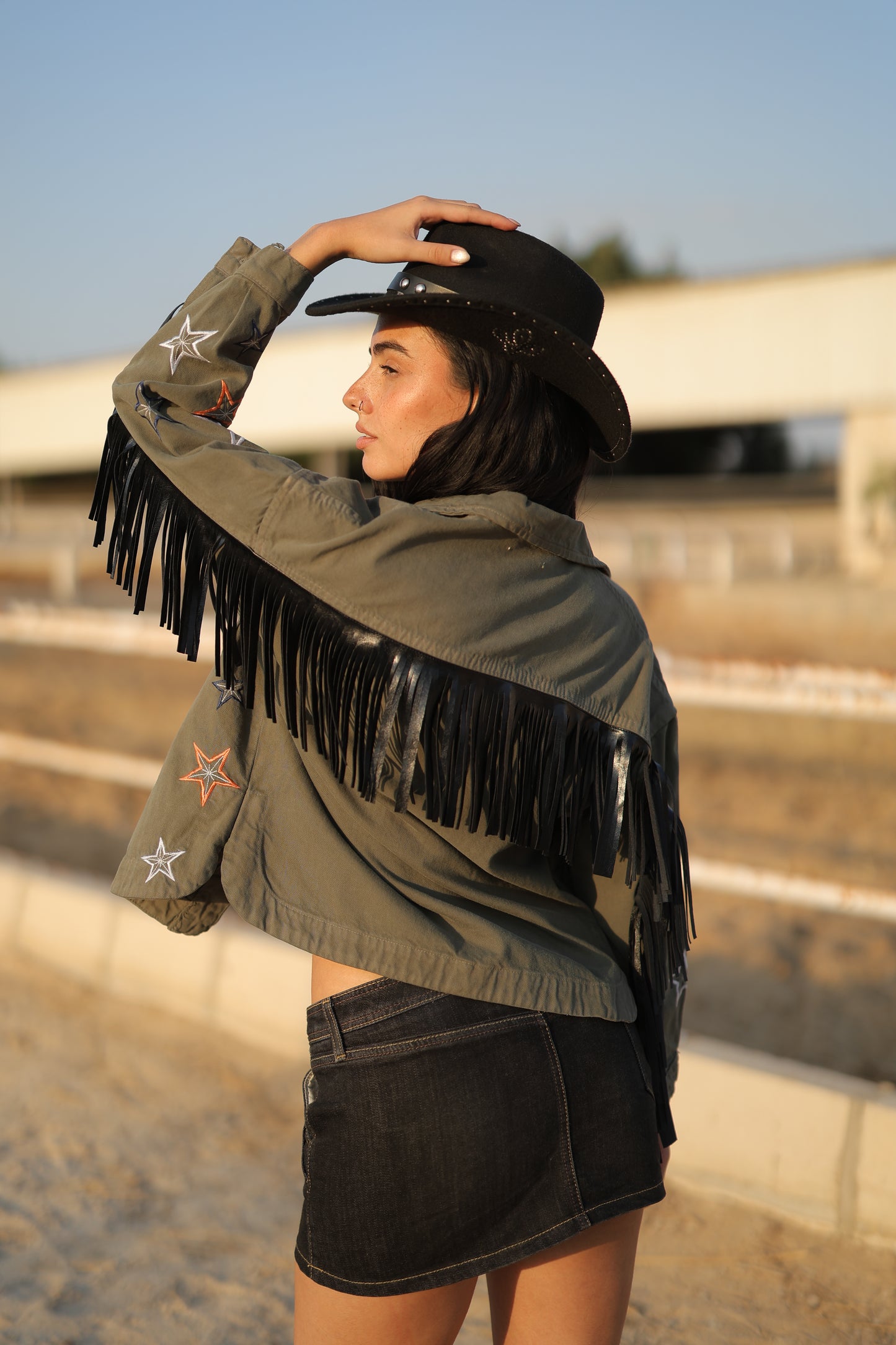 Star fringe Jacket olive