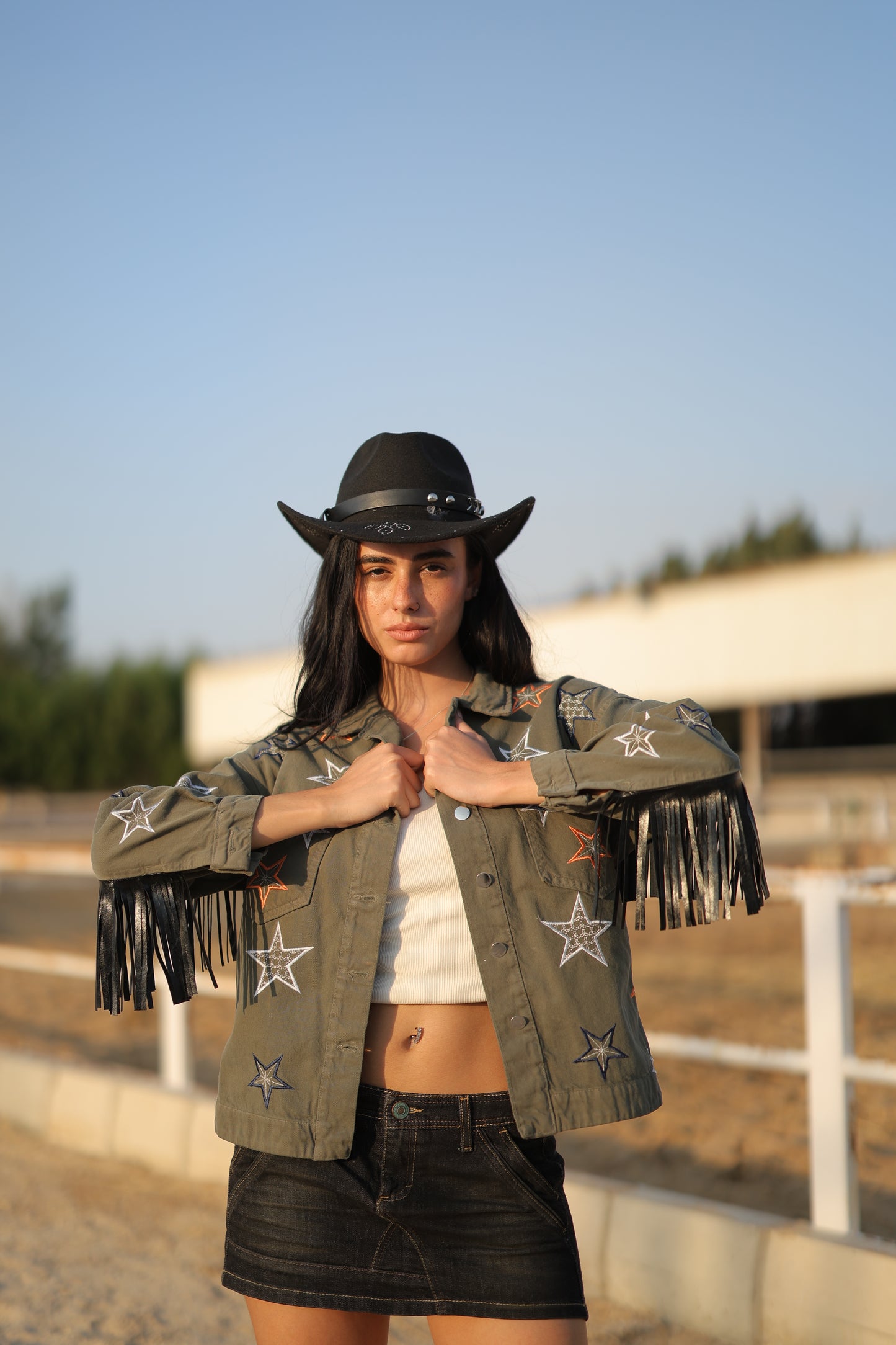 Star fringe Jacket olive