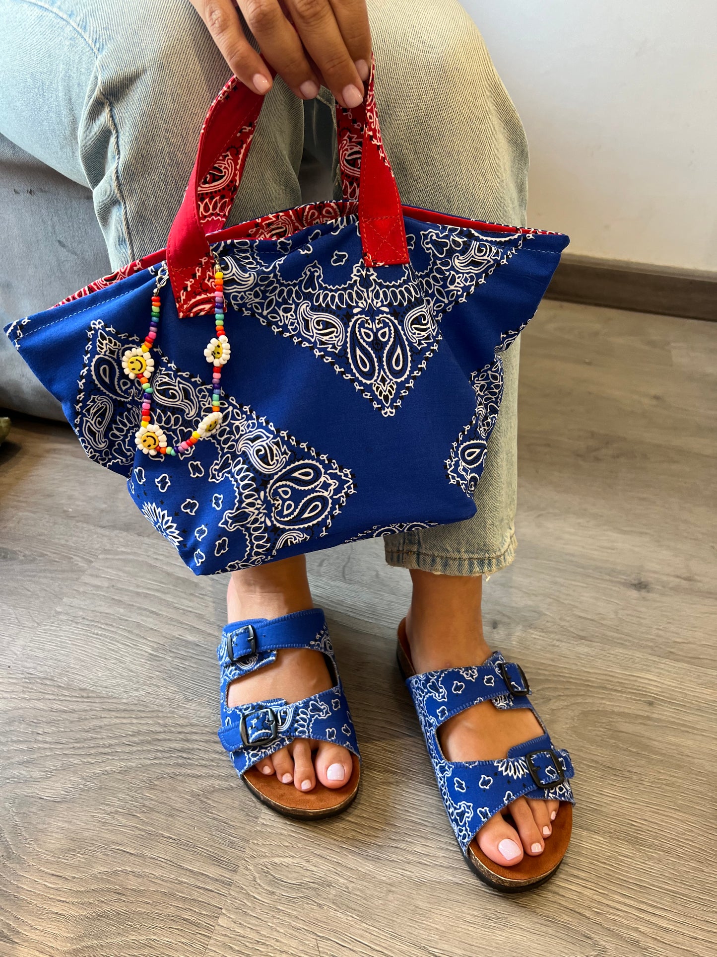 The Mini Basket in Blue Bandana