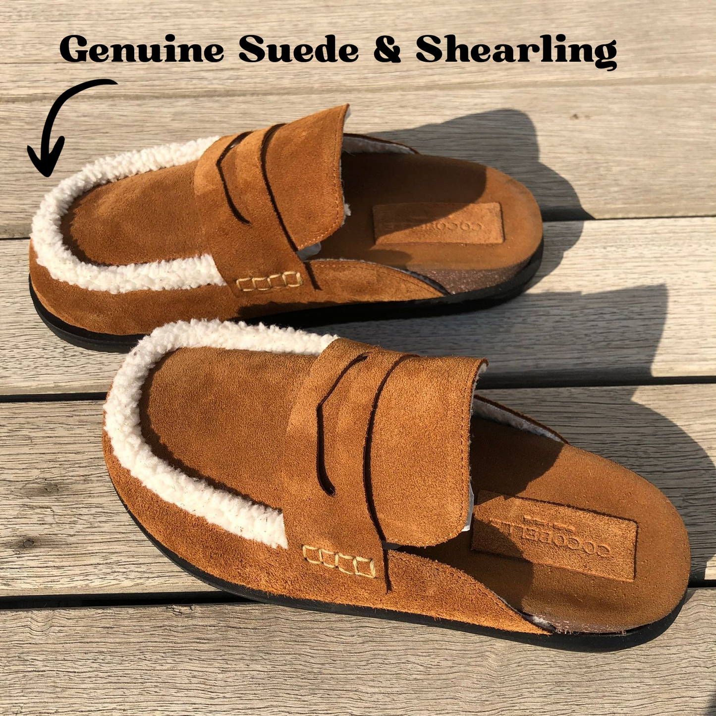 Zoey Clogs in 100% Italian Suede and Shearling