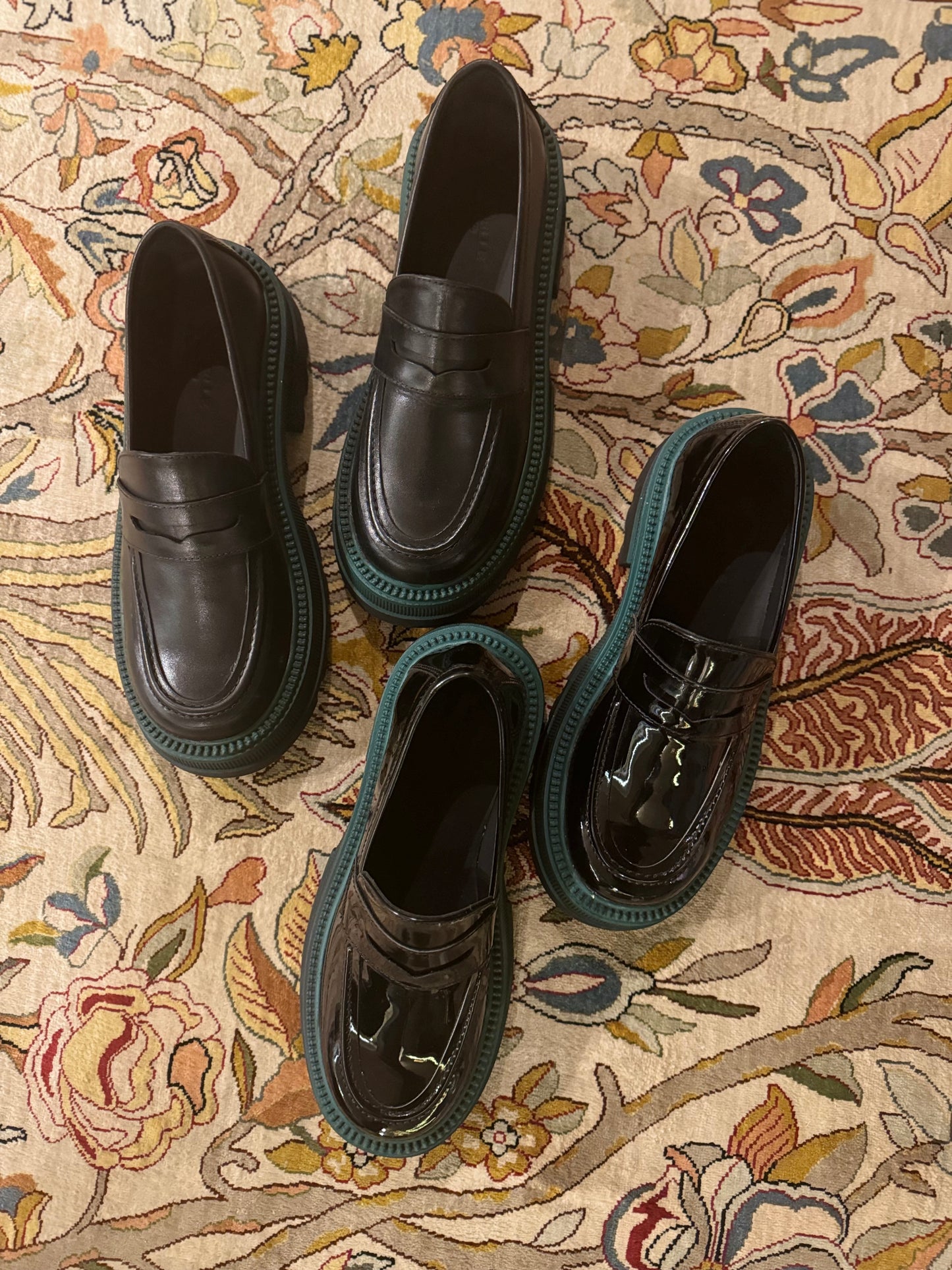 Marcy Platform Loafers in Black leather