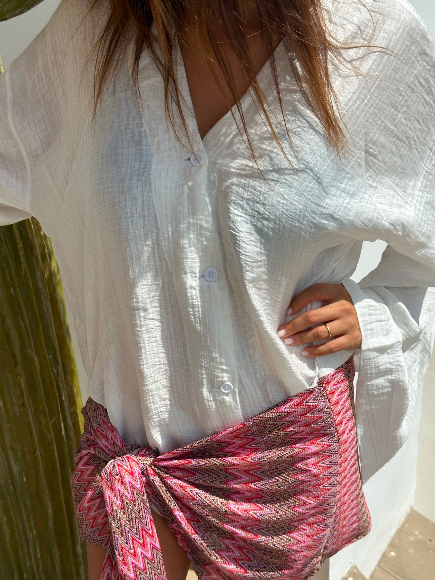 Soraya in white-shirt & Pink wrap