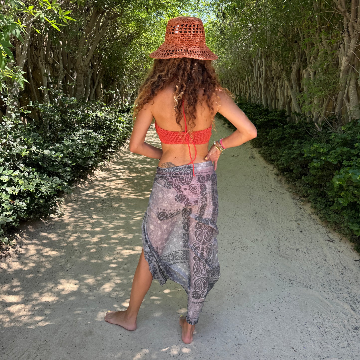 Grey Bandana Sarong (with slit )