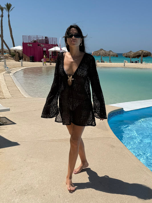 Salina’s Beachdress in Black Crochet size small