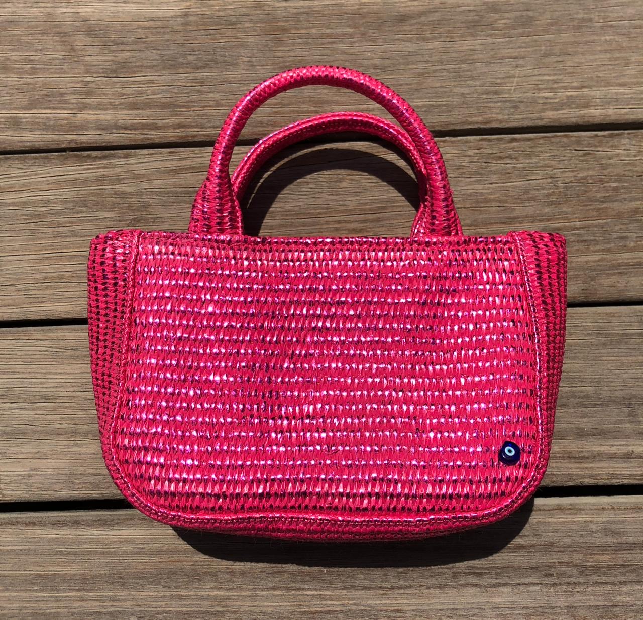 The Mini Metallic Raffia in Hot Pink