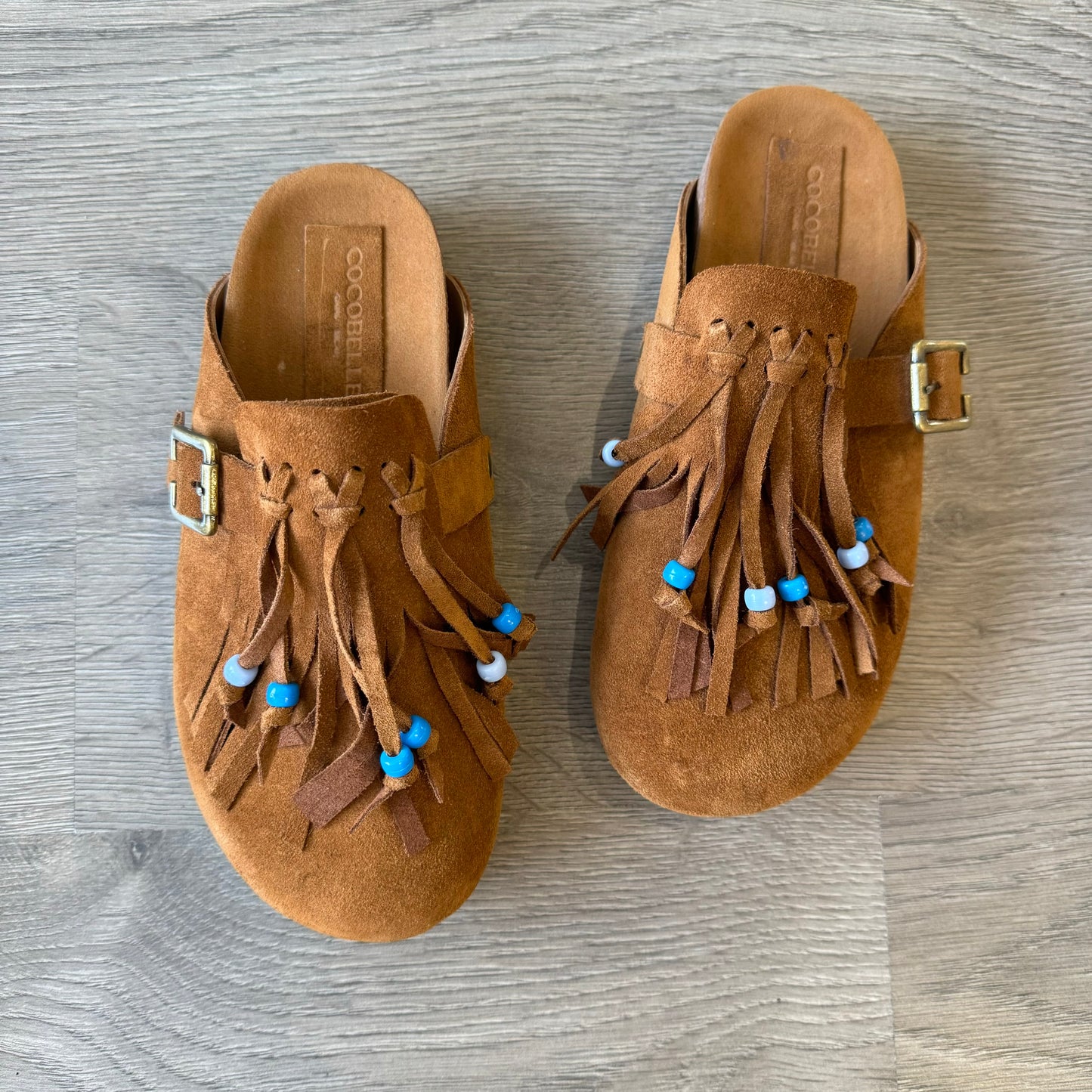 Milah Fringe Beaded in Brown 100% Suede