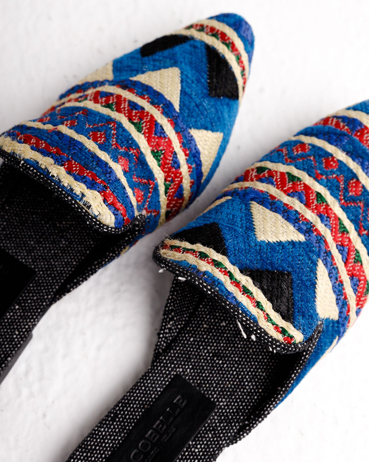 Donna Mules in Blue Tribal Kiliim