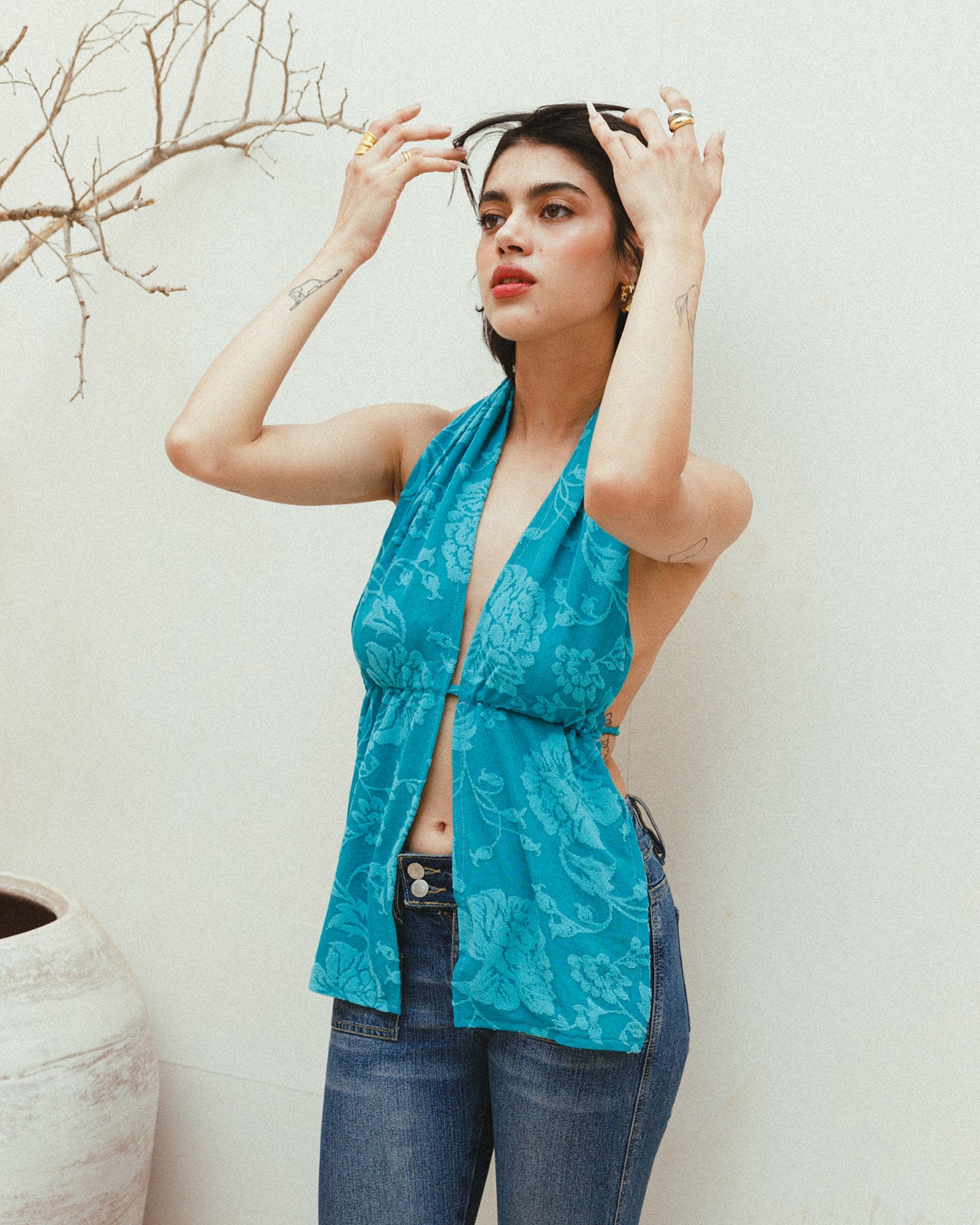 Tina Floral Top in Teal