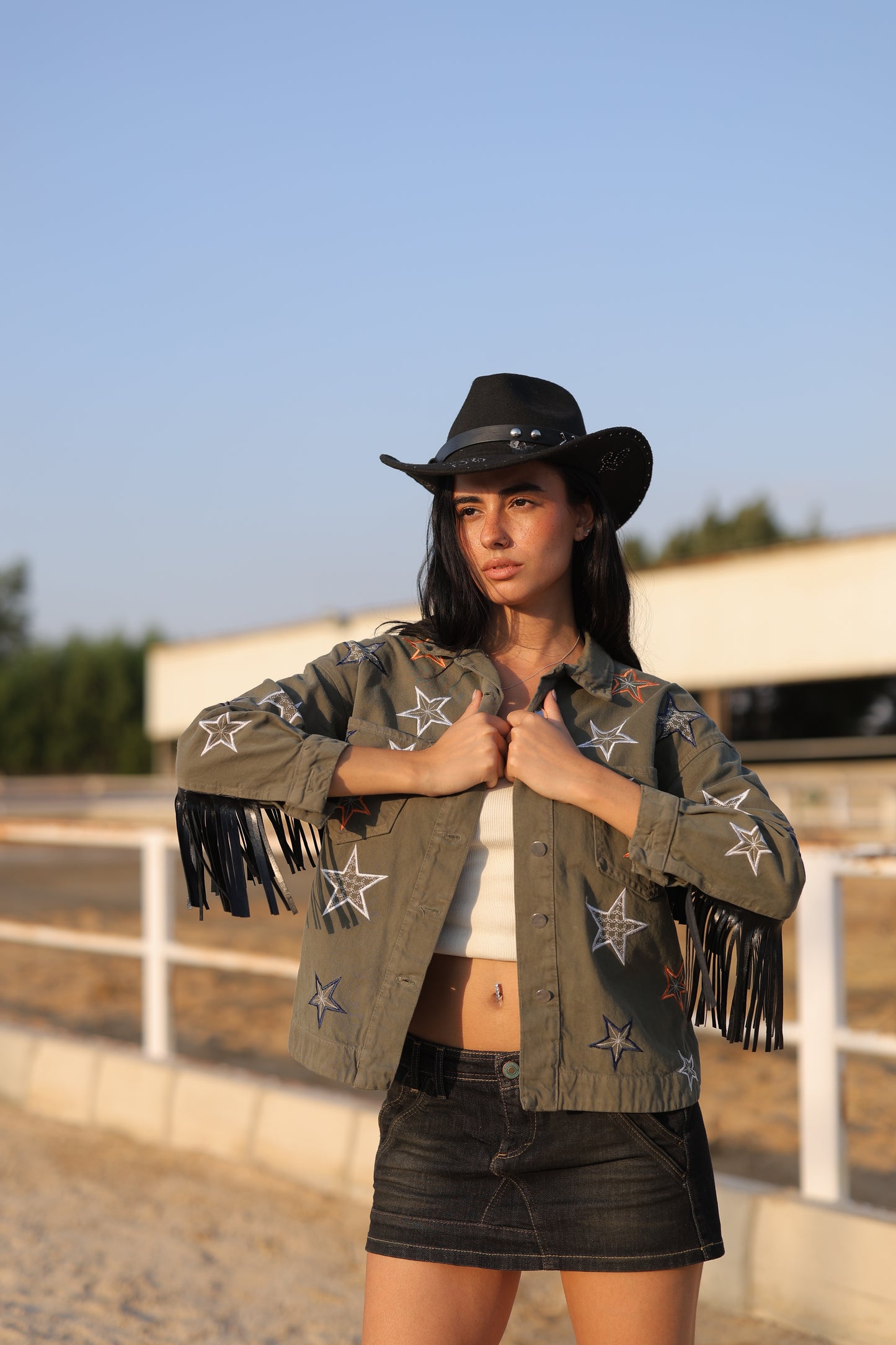Star fringe Jacket olive