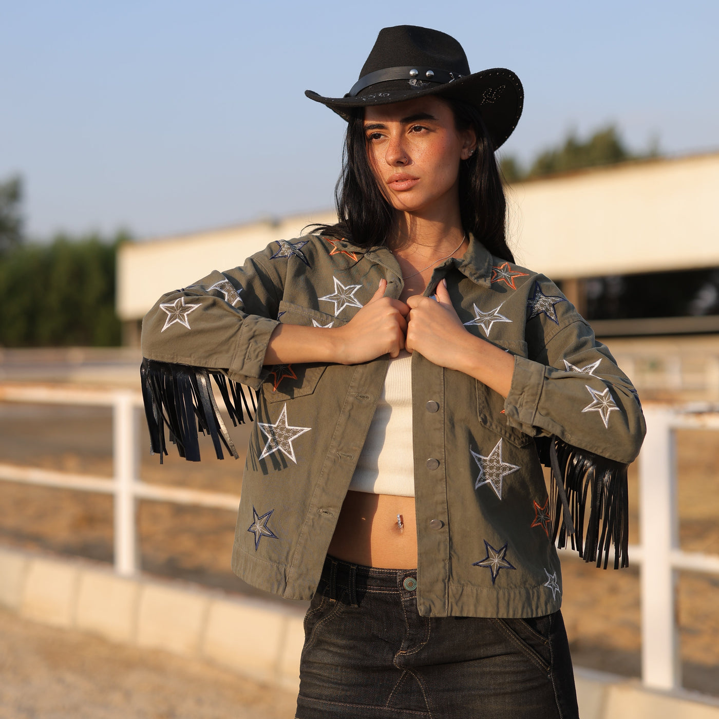 Star fringe Jacket olive (Final Sale)