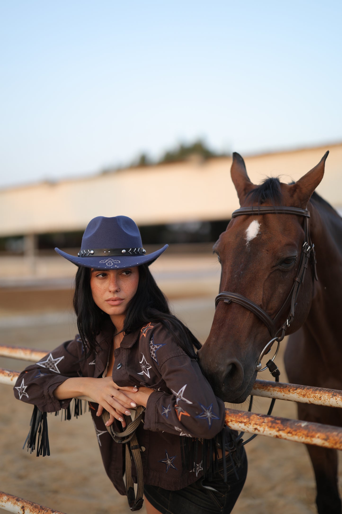 Star Fringe Jacket in Brown
