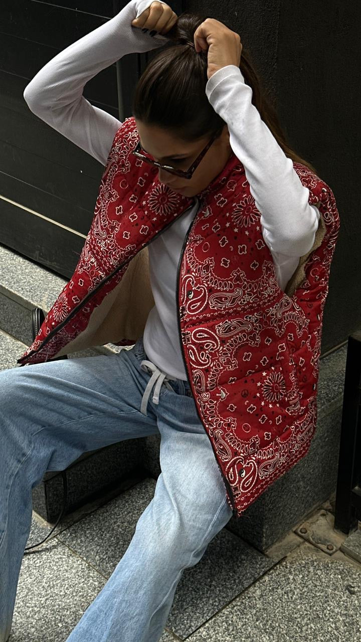 Bandana puff-Vest in Red