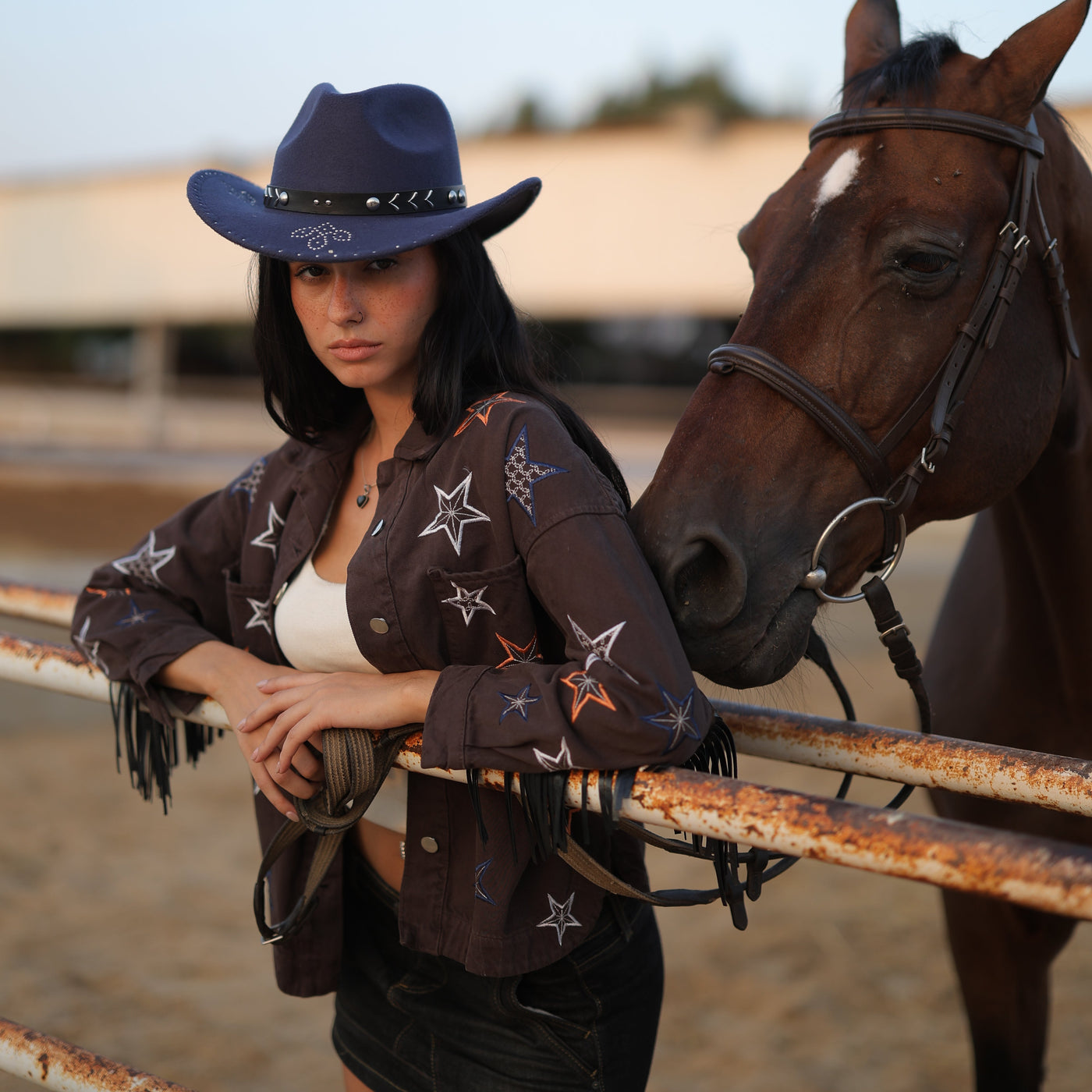 Star Fringe Jacket in Brown (Final Sale)