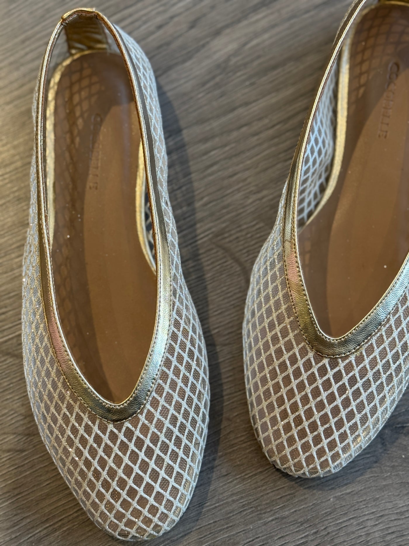 Jackie-O French-Mesh Ballerina in Gold Ore