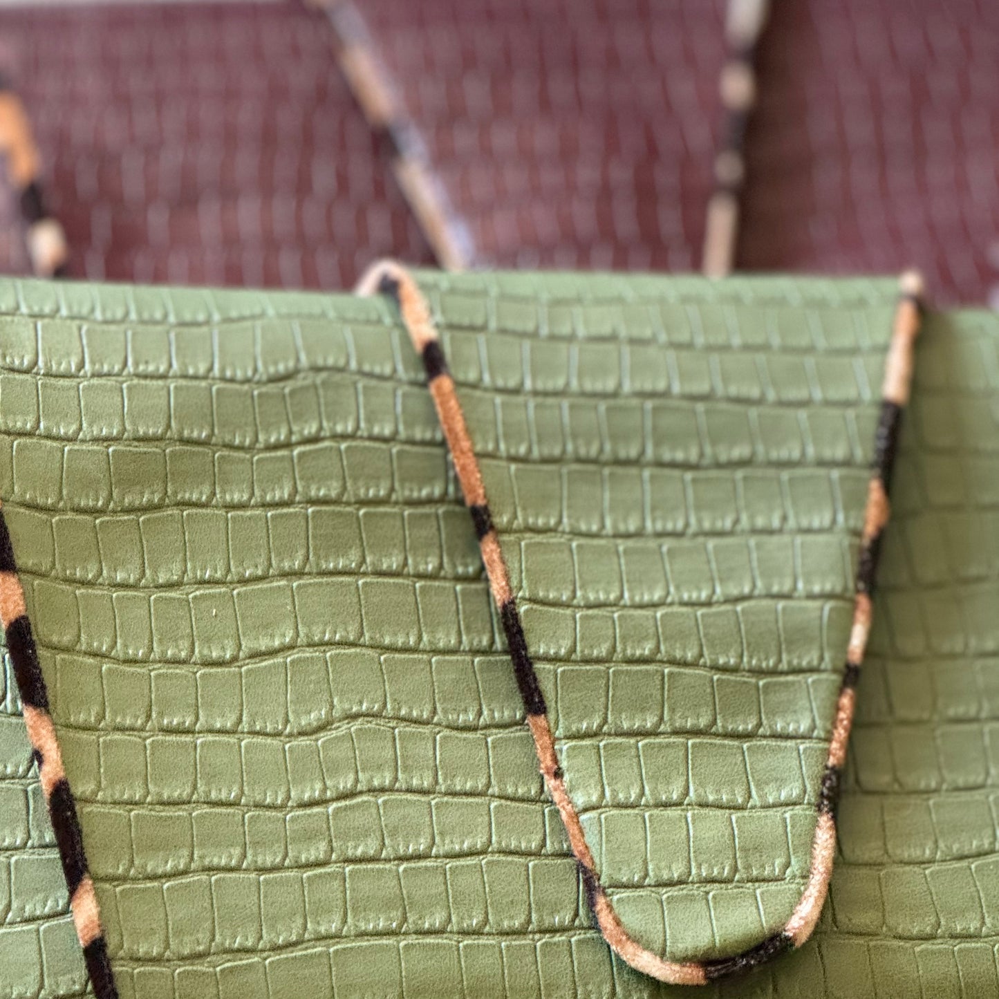 Croissant Clutch in Matcha Croc