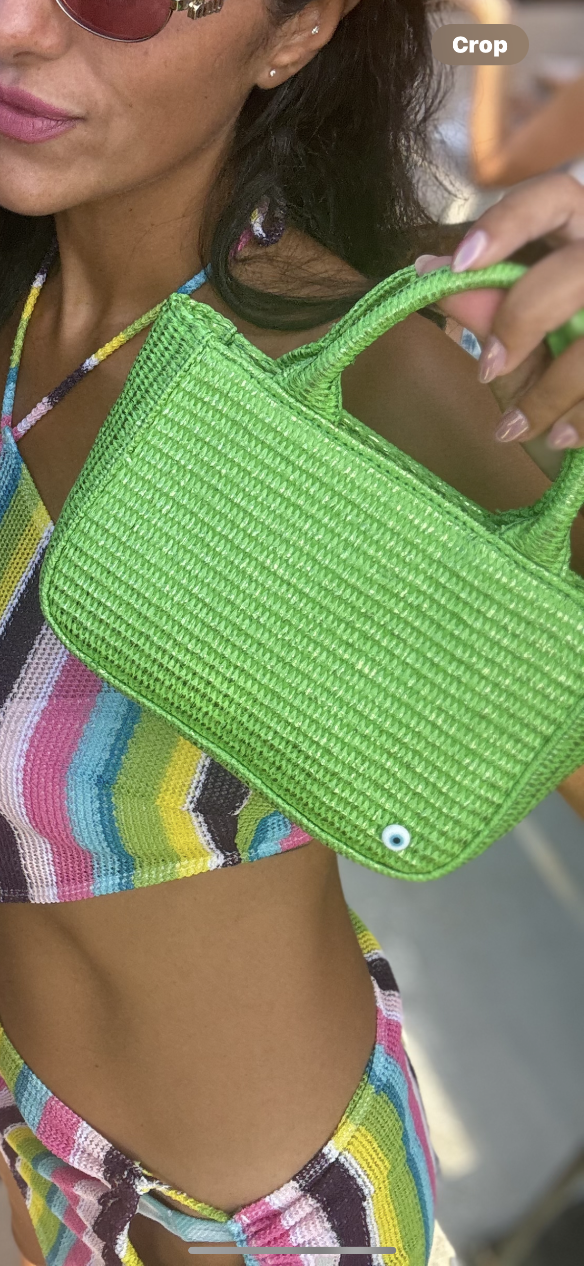 The Mini Metallic Raffia in Green