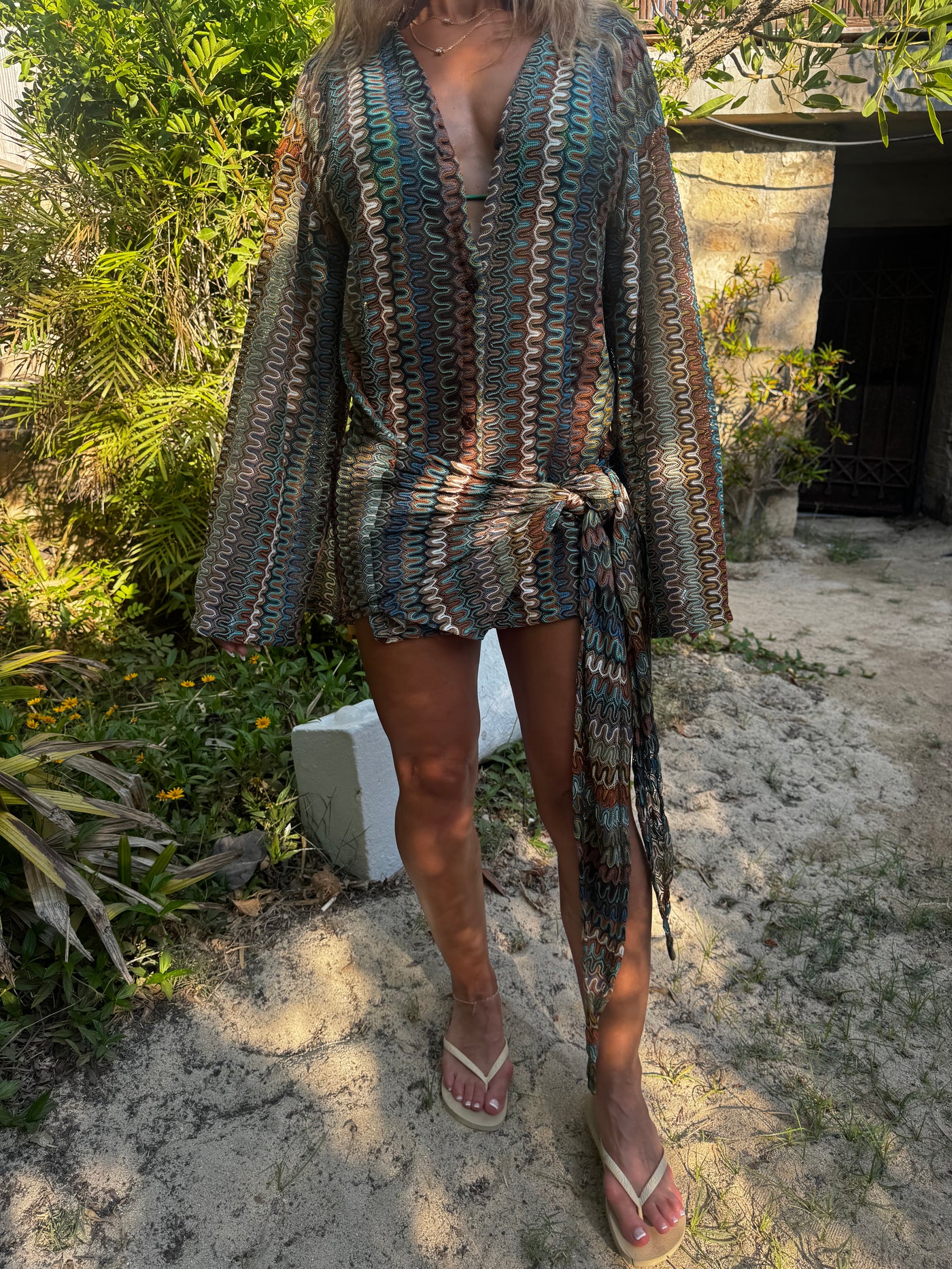 Soraya beach-dress in Deep Olive + Blues