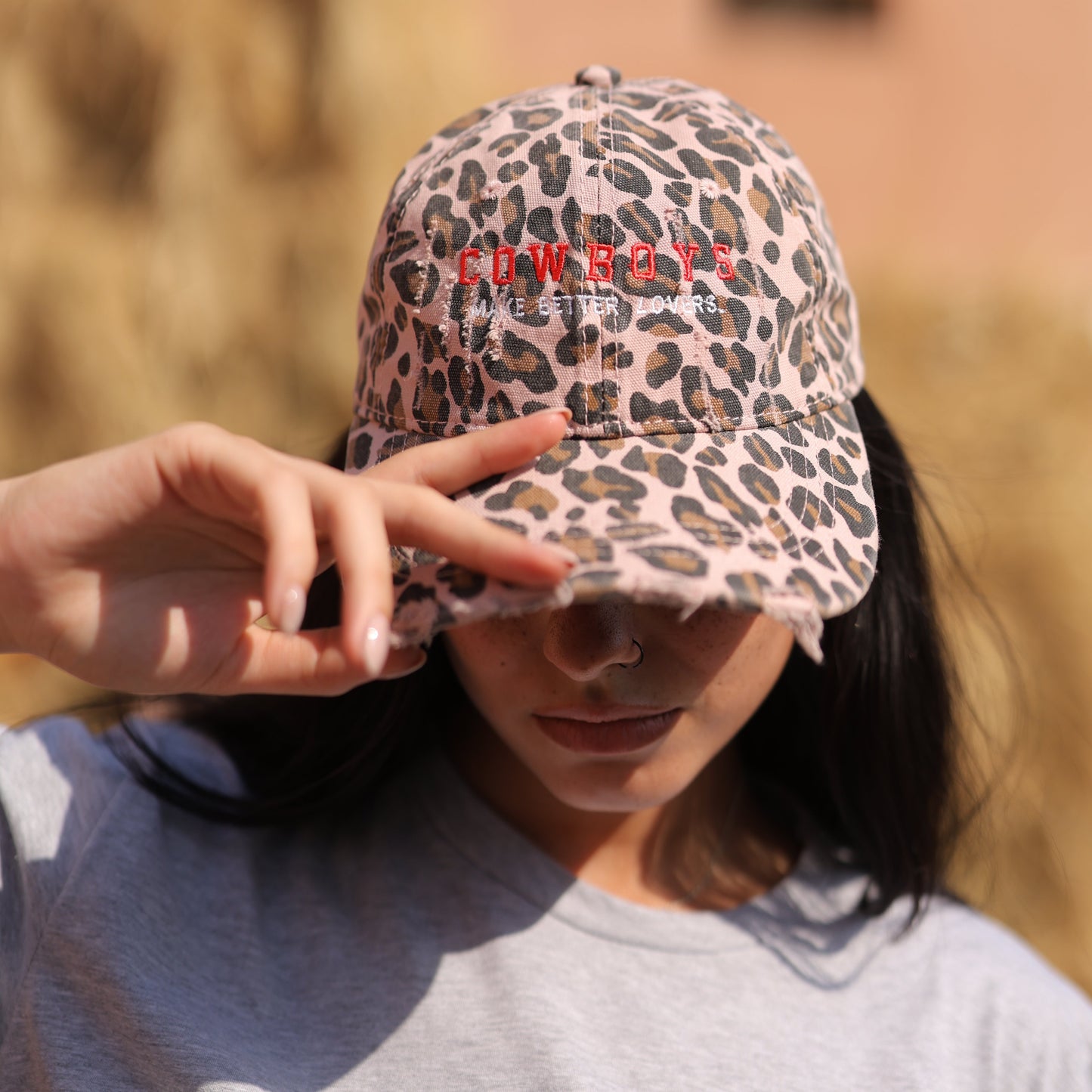 “Cowboys Make Better Lovers” Cap in Pink Leopard