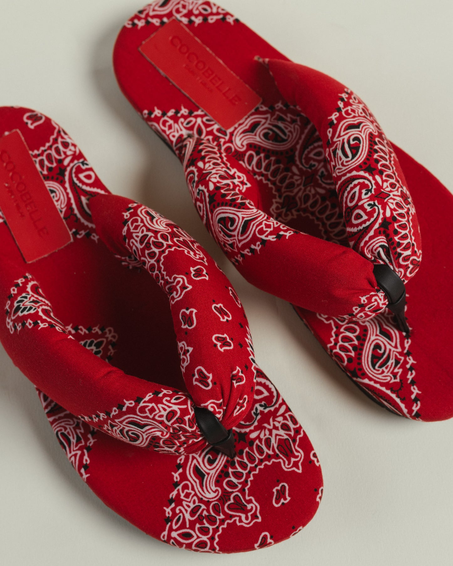 Inez Puff Bandana Slippers in Red