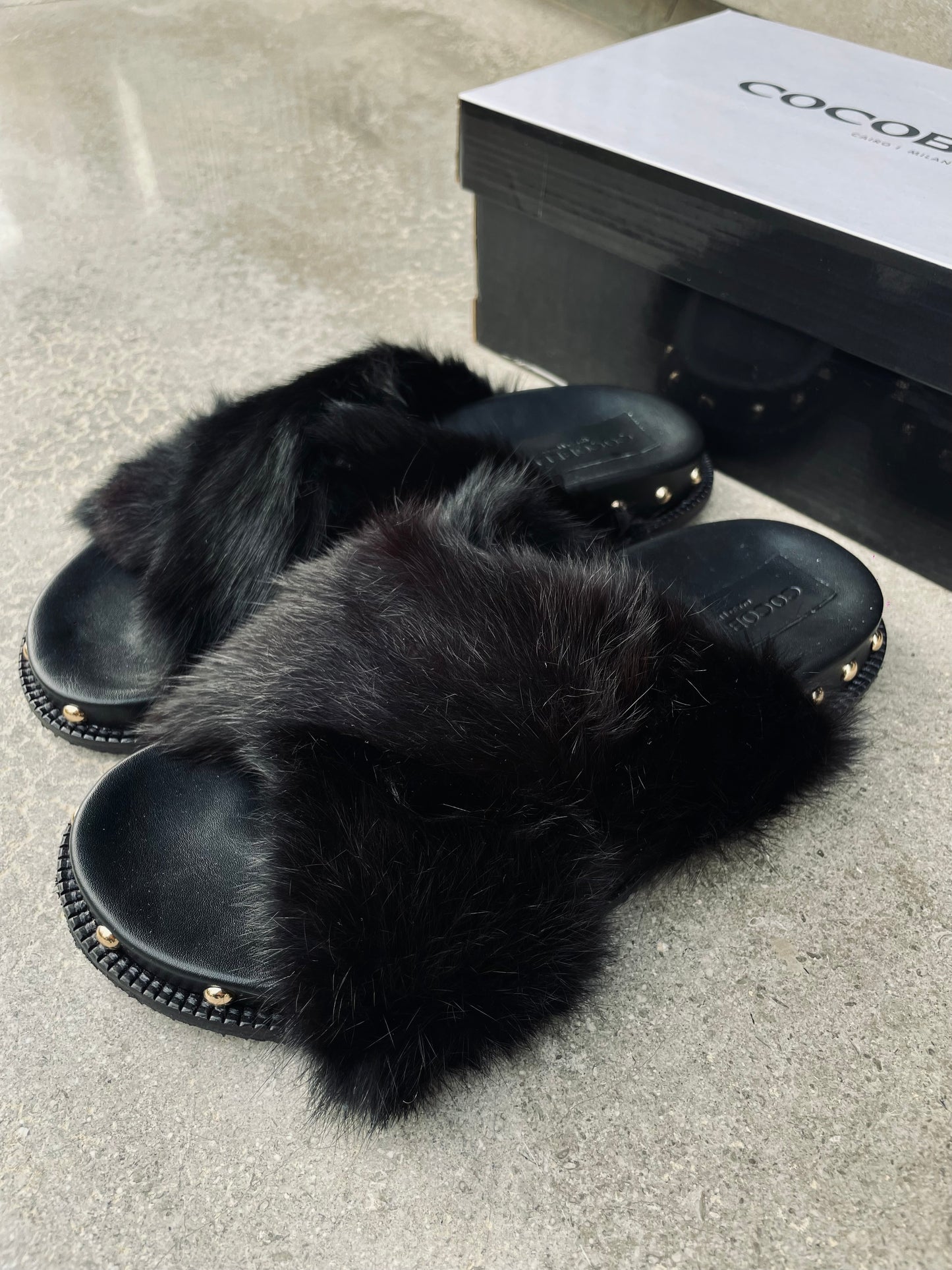 Nina 100% Rabbit fur in Black