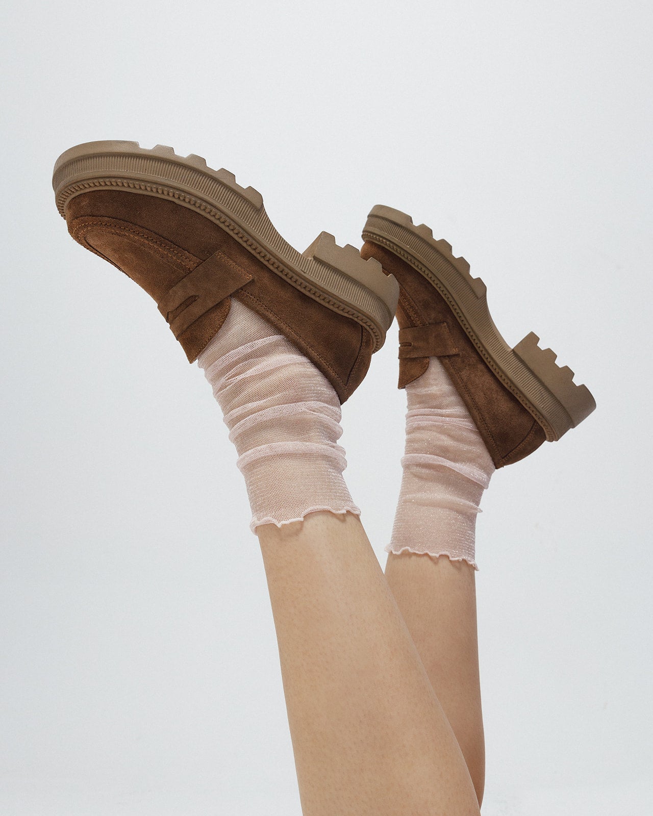 Marcy Platform Loafers in Mocha Brown