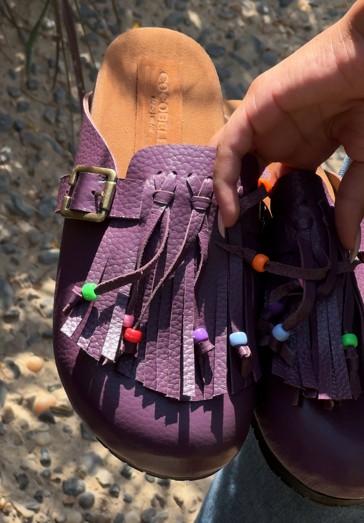 Milah Fringe Beaded in Purple Rain 100% leather