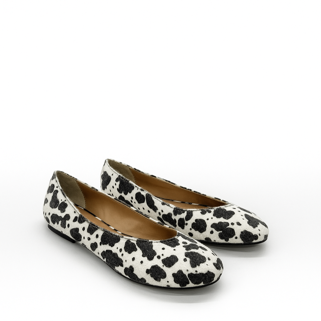 Jackie-O Ballerina in White Cow Hair Print (Final Sale)