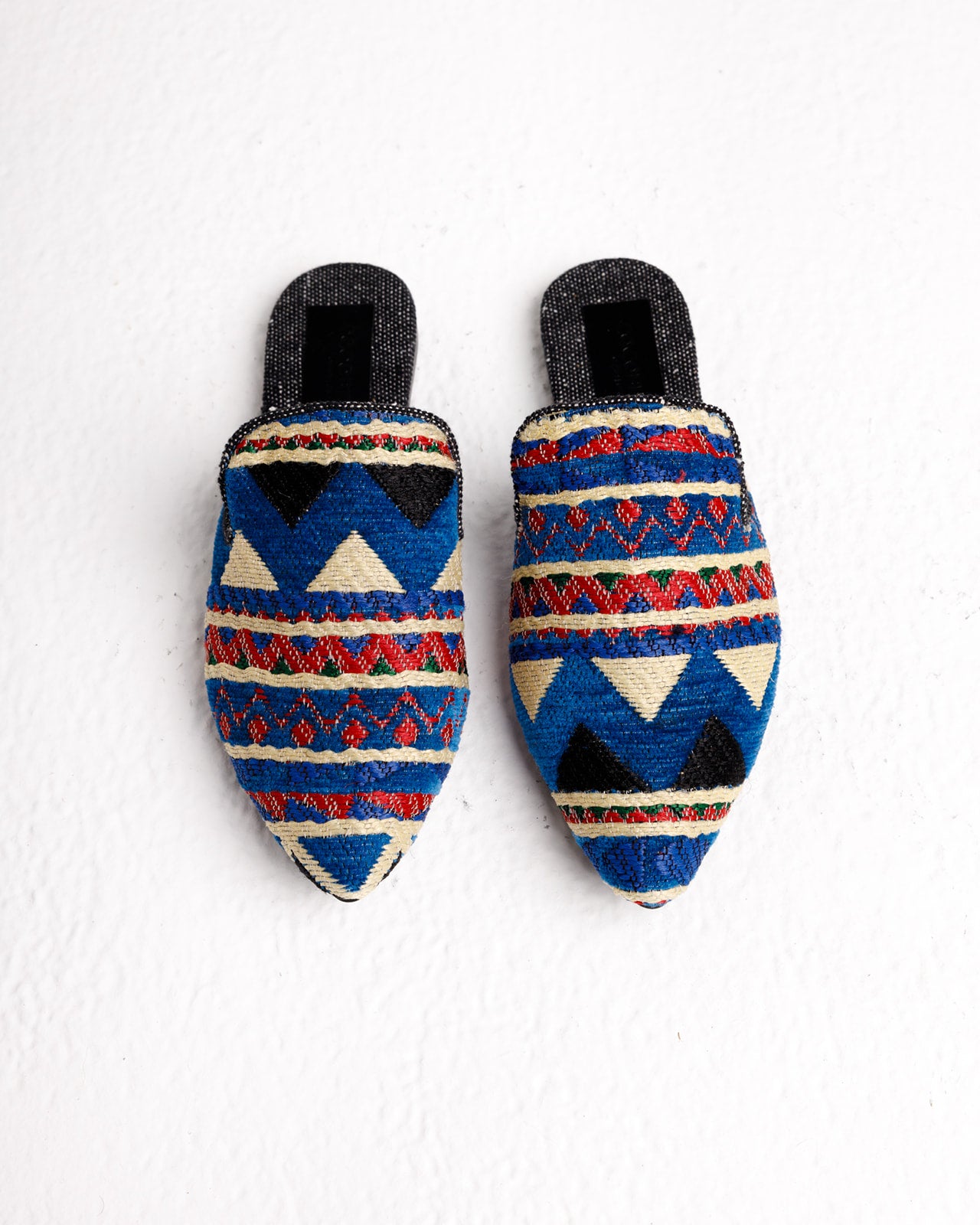 Donna Mules in Blue Tribal Kiliim