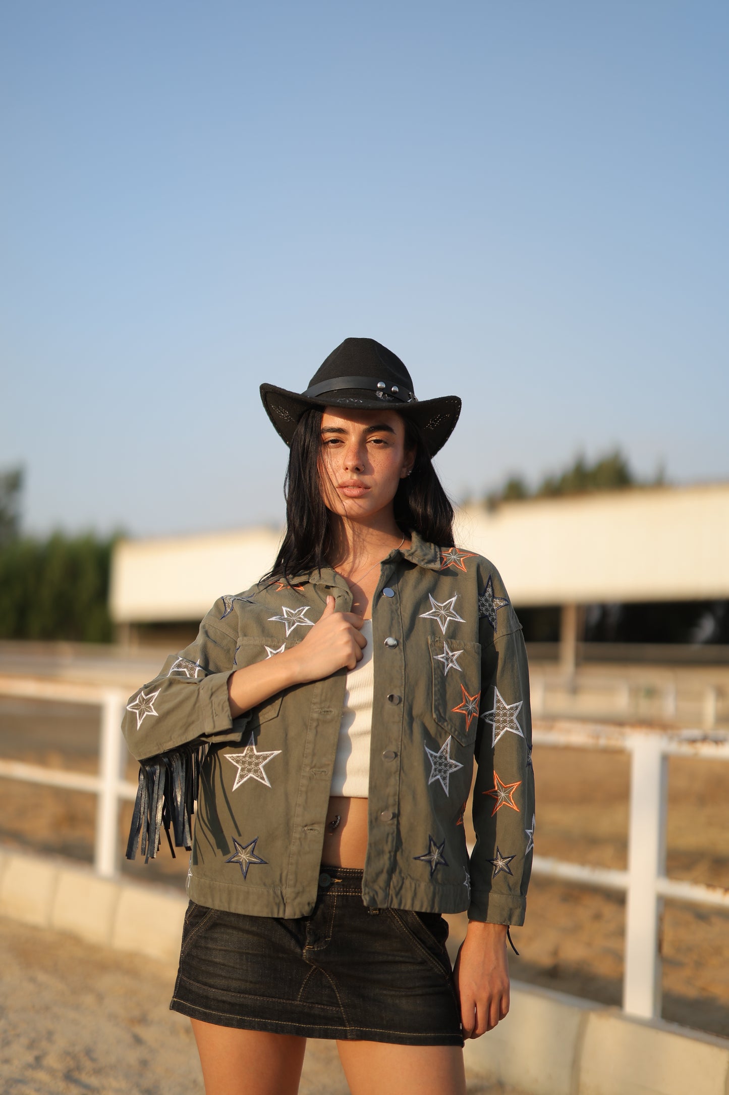 Star fringe Jacket olive