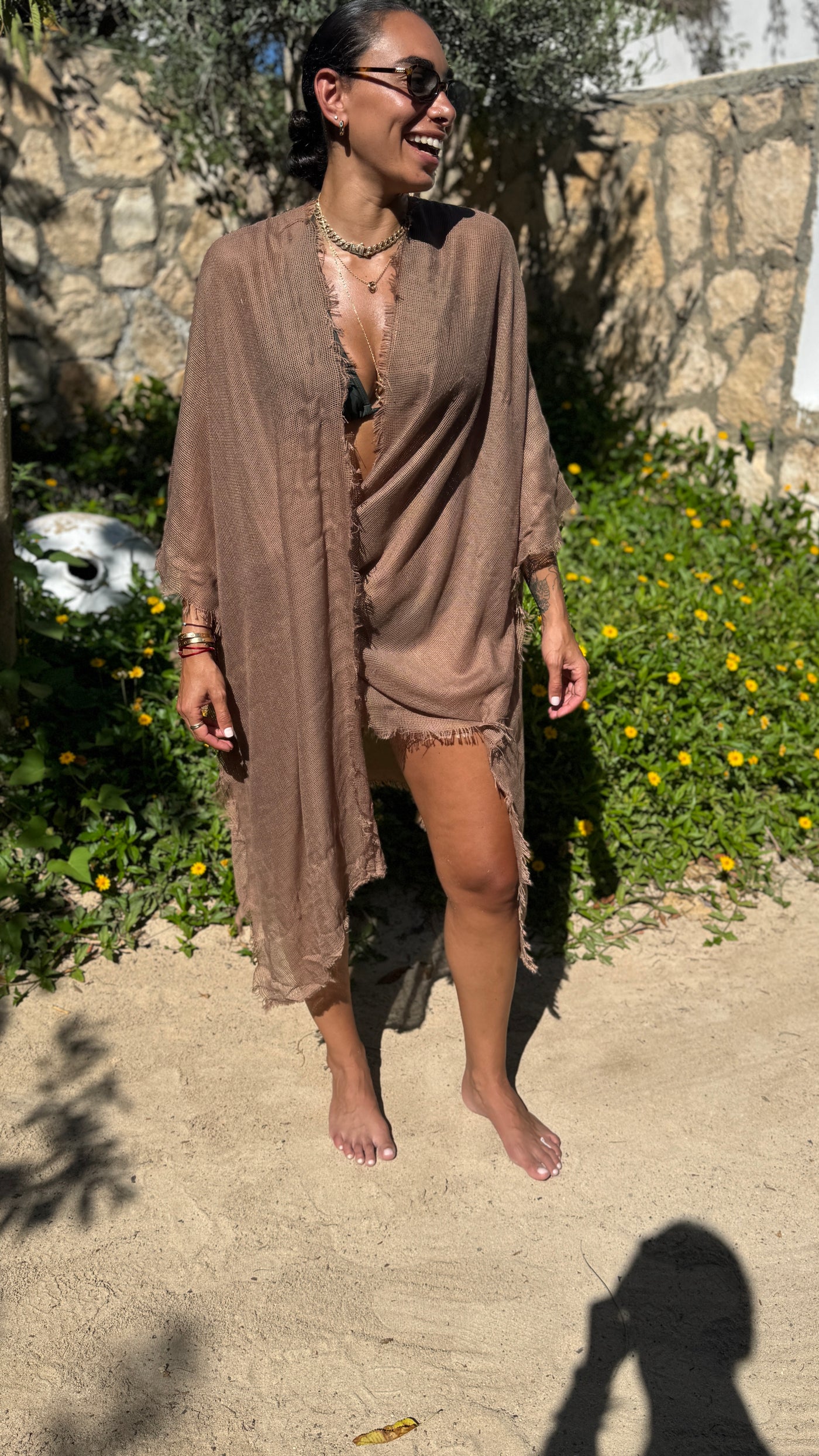 Tulum Handwoven Cover-up in Brown