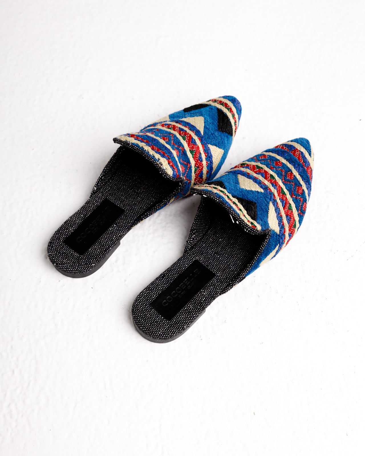 Donna Mules in Blue Tribal Kiliim