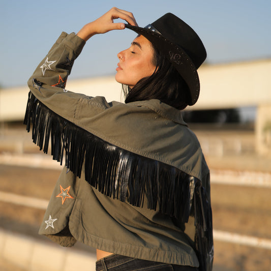 Star fringe Jacket olive