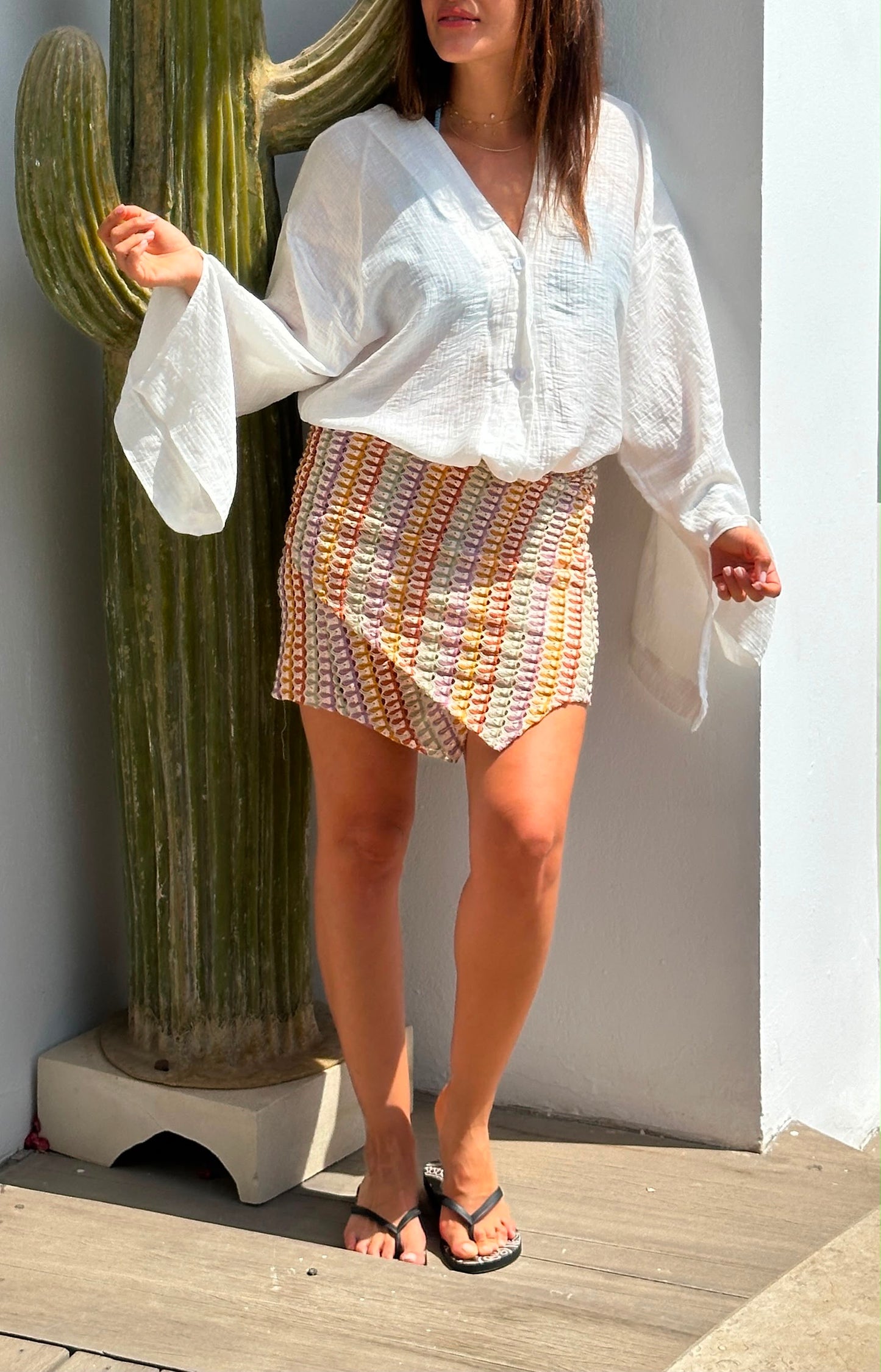 Soraya in white-shirt & Orange wrap