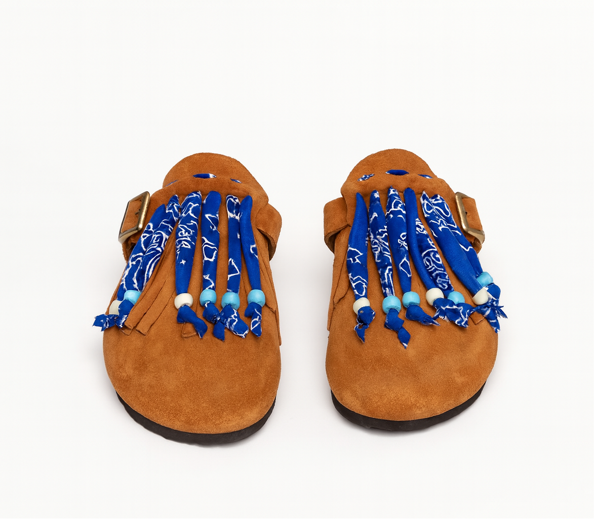 Milah Bandana-Fringe in Brown 100% Genuine Suede leather
