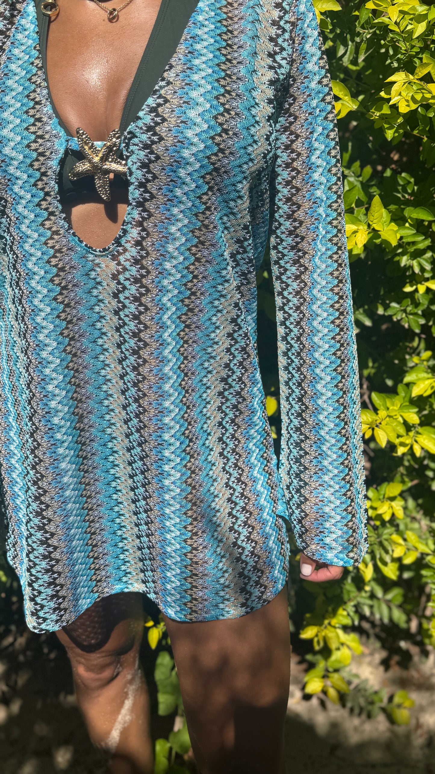 Salina’s Beachdress in Blue chevron weave