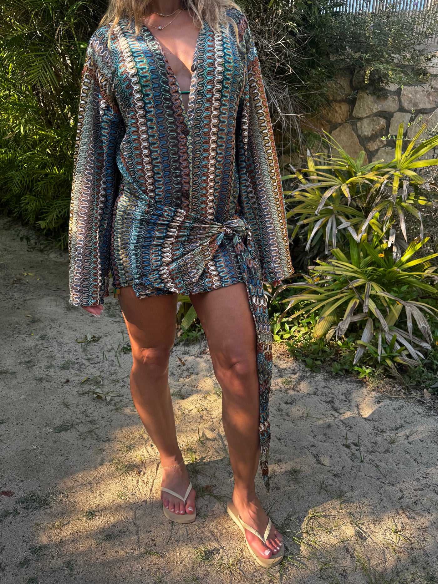 Soraya beach-dress in Deep Olive + Blues