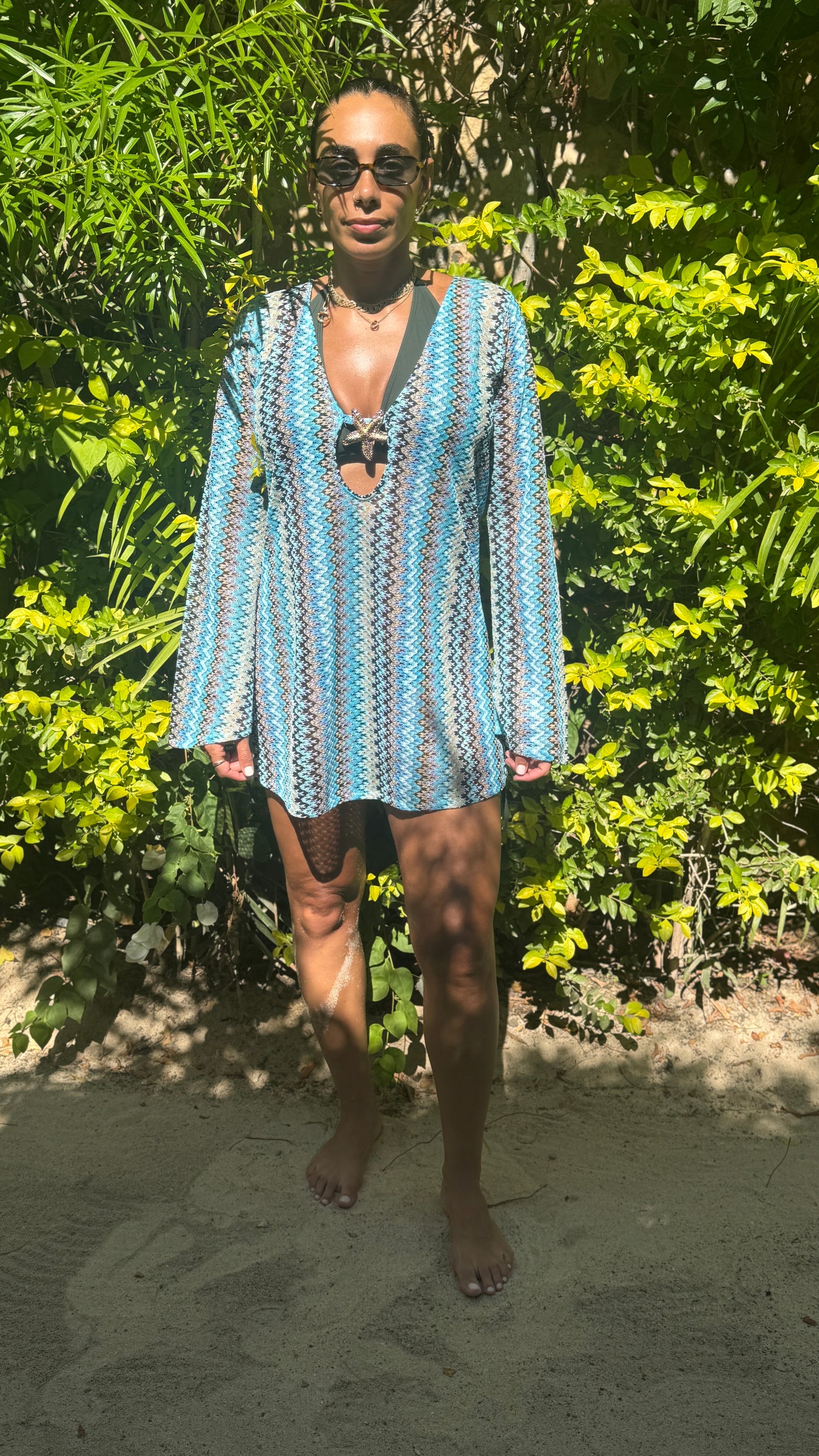 Salina’s Beachdress in Blue chevron weave