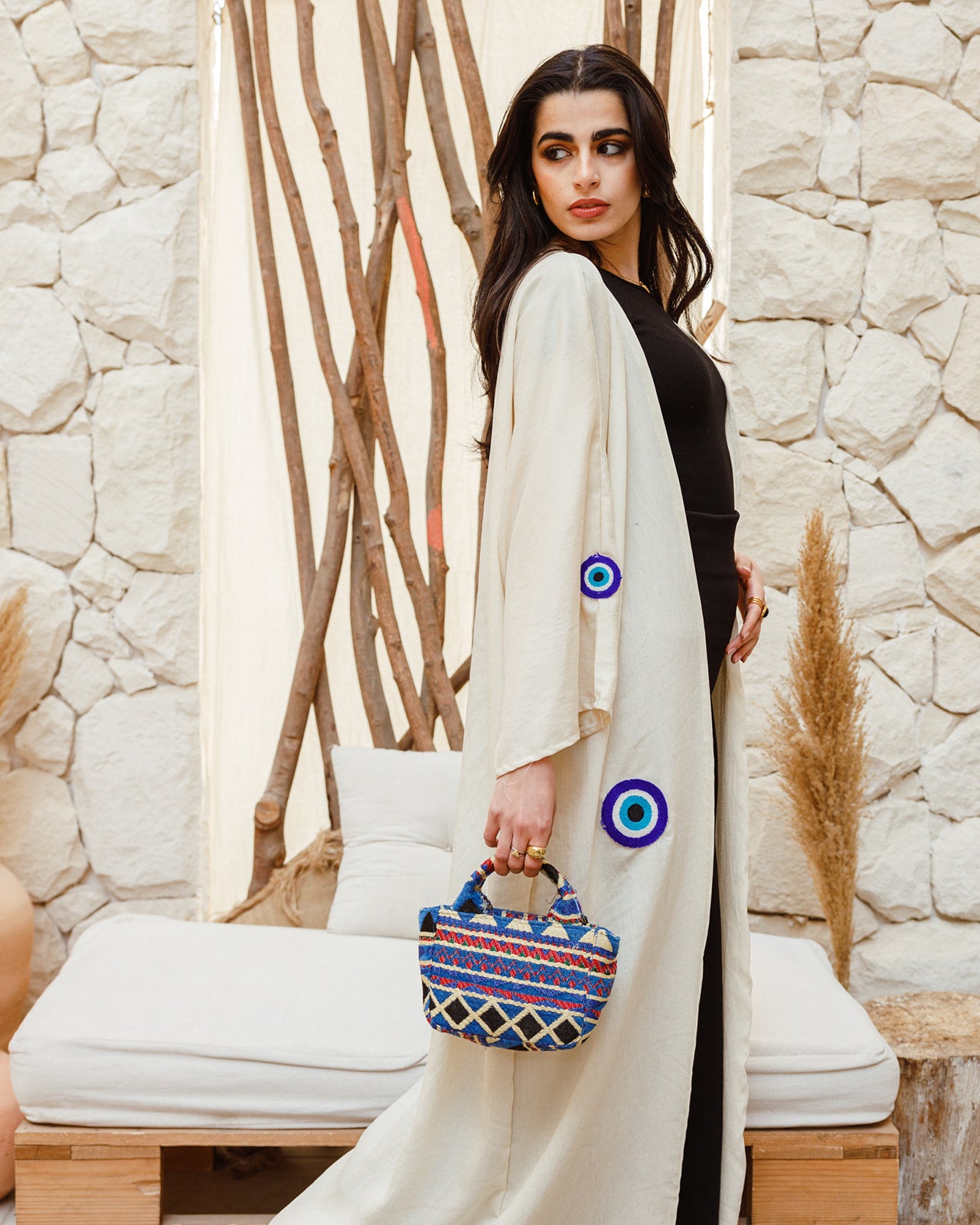 Greek Eye Kaftan in Off-white (FINAL SALE)