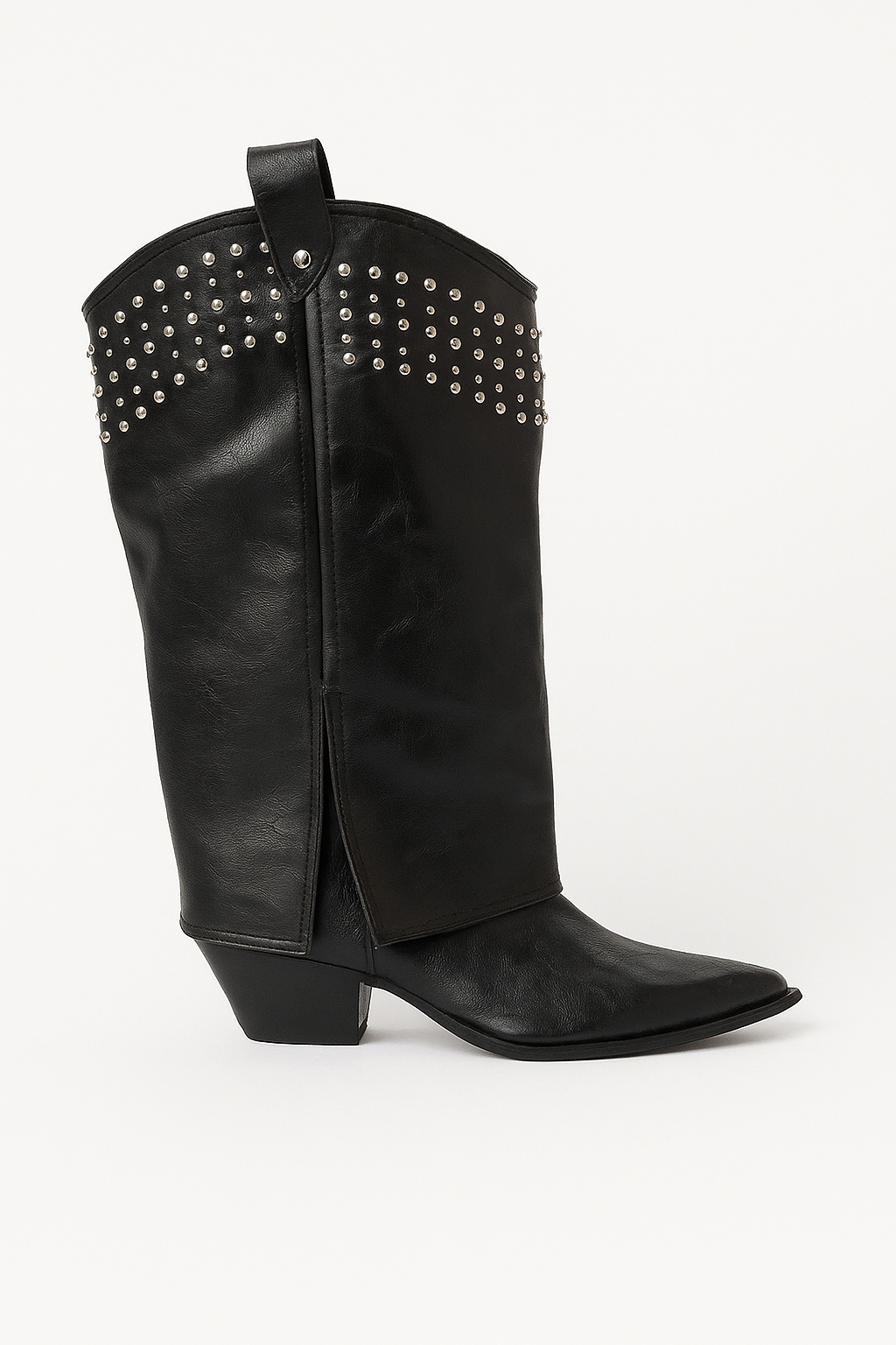 Western Style Leather Boots in Studded Black (PREORDER: Shipping by October 8)