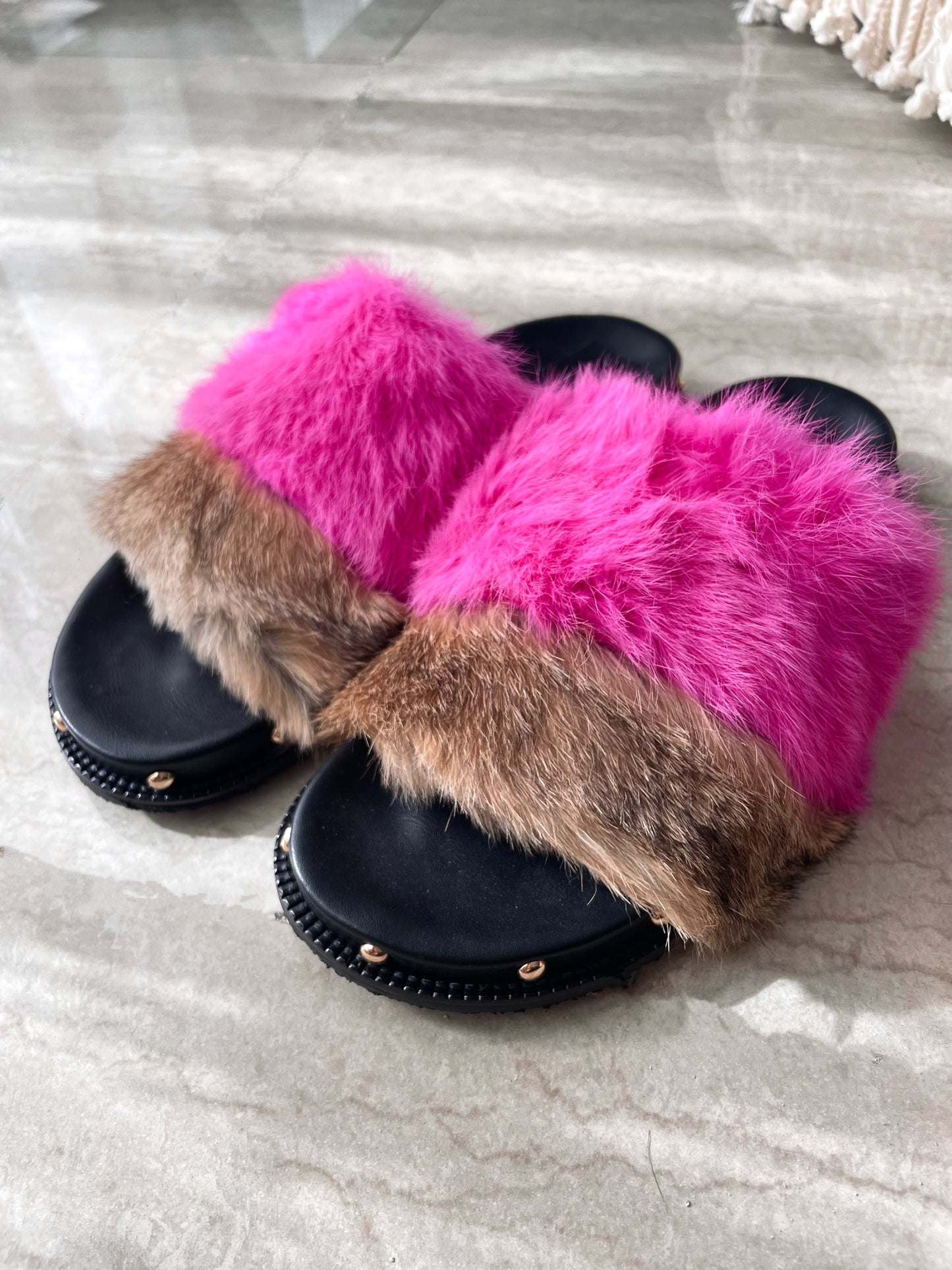 Lyla 100% Rabbit Fur in Hot Pink Delight